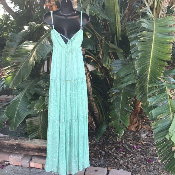 En crème Polkadot chiffon tiered dress - Picture 7 of 12